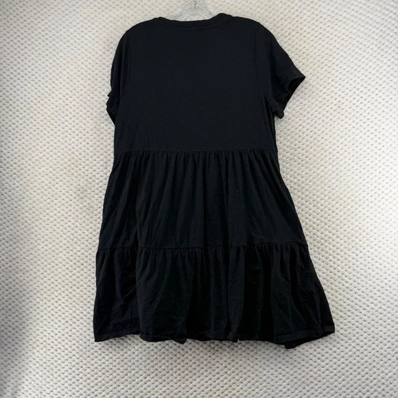 Old Navy Tiered Knit Dress Women Large Black Short Sleeve Mini Cotton 559533-03 - Picture 9 of 9